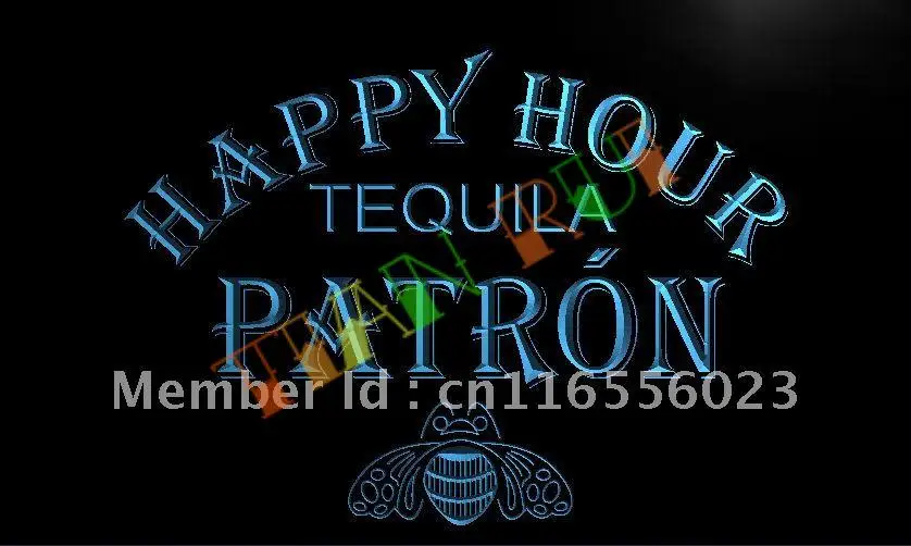 LA633 Patron Tequila Happy Hour Bar LED Neon Light Signsign ledsign