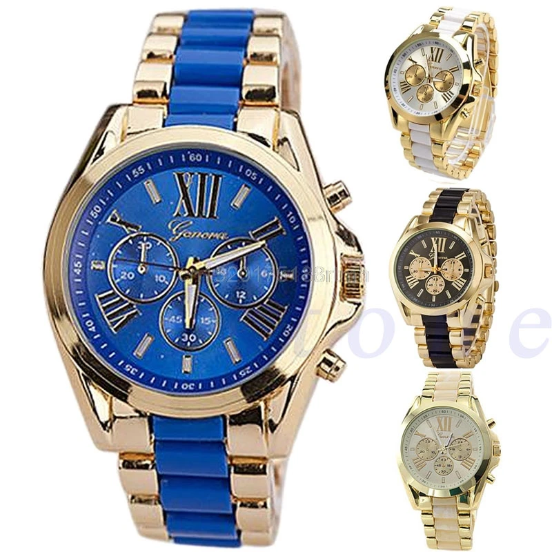 

New Men Stunning Geneva Stainless Steel Roman Numerals Quartz Analog Wrist Watch