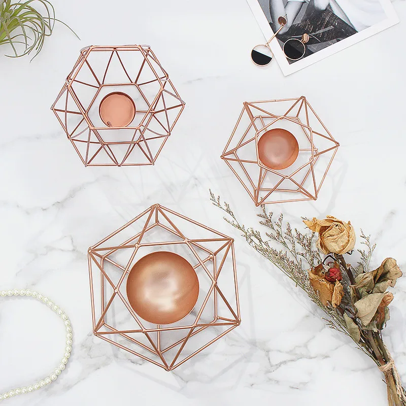 

European Candlelight Dinner Props Candle Table Decoration Ornaments Romantic Table Rose Gold Candle Cup Shooting Props