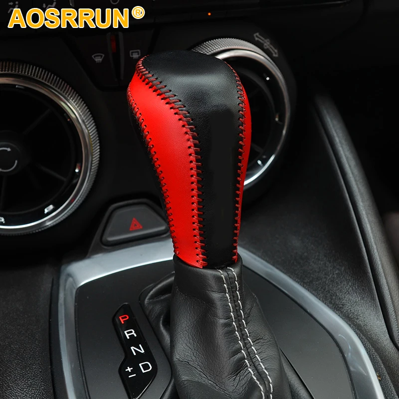 Leather Car Gear Shift collars cover For Chevrolet camaro 2016 2017 2018 accessories | Автомобили и мотоциклы