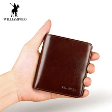 WilliamPOLO Men Wallet Ultrathin Bifold Credit Card Holder Genuine Leather Organizer Multi Card Case Money Purse Black Brown New