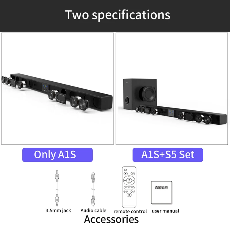 Новая длинная звуковая панель A1S для ТВ и S5 сабвуфера Bluetooth Саундбар система