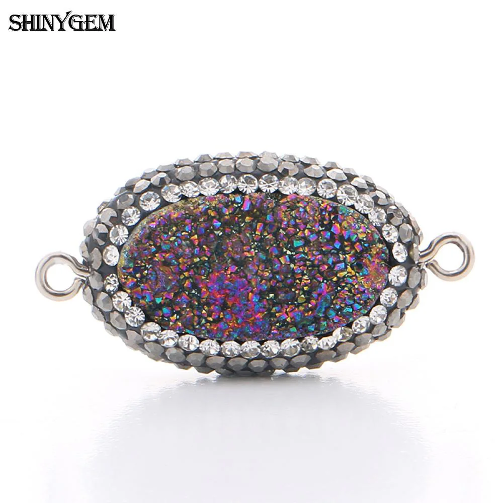 ShinyGem Овальные Подвески Druzy соединители проложить кубический циркон натуральный
