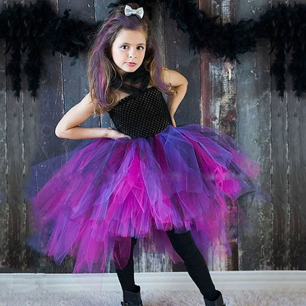 

Black Purple Girls Tutu Dress for Halloween Witch Costume Kids Party Dresses for Girls Dance Ball Gown Vestido De Festa