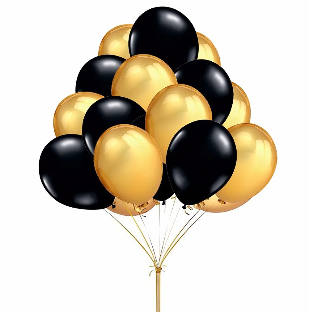 50pcs/lot 10inch Gold black Inflatable Latex Helium ...