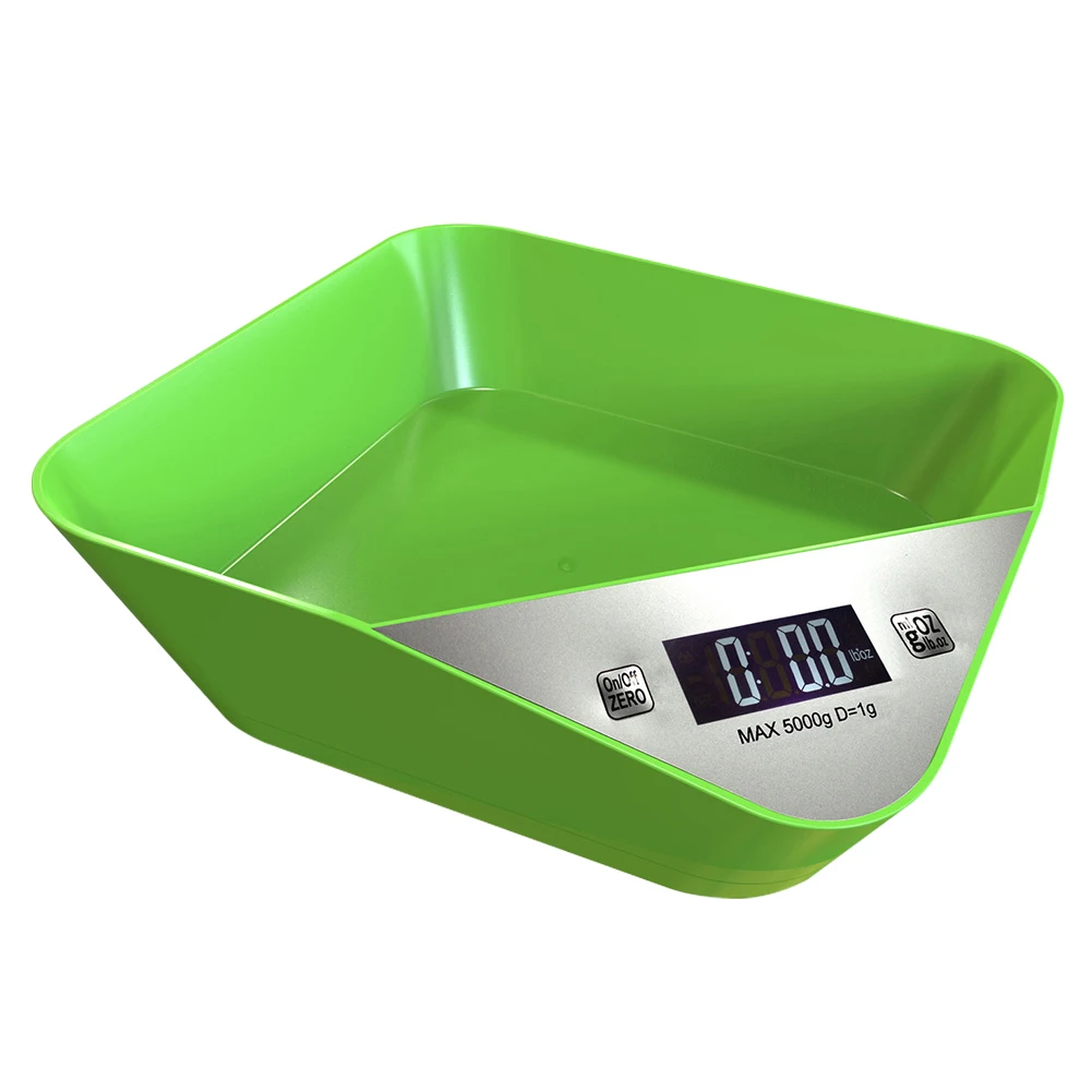 

Kitchen Scale Food Weighing Mini Home LCD Display Digital Tools Measuring Puppy Multifunction Durable Bowl Battery Powered ABS