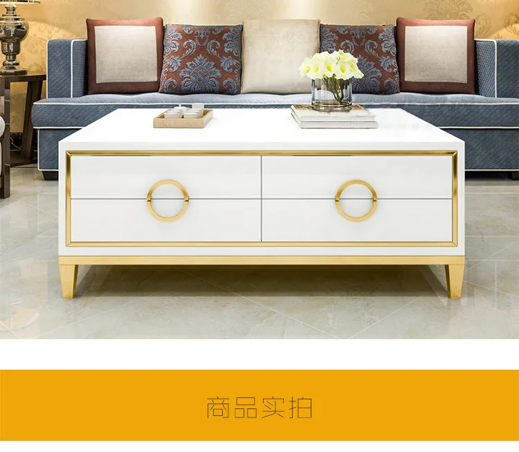Natural glass Stainless steel Coffee Table Living Room Home Furniture minimalist modern rectangle mesas de centro table basse