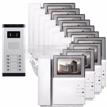 DIYSECUR 4.3″ HD Monitor Apartment Video Door Phone Video Intercom Doorbell System 700 TVLine Camera Touch Key for 10 Families