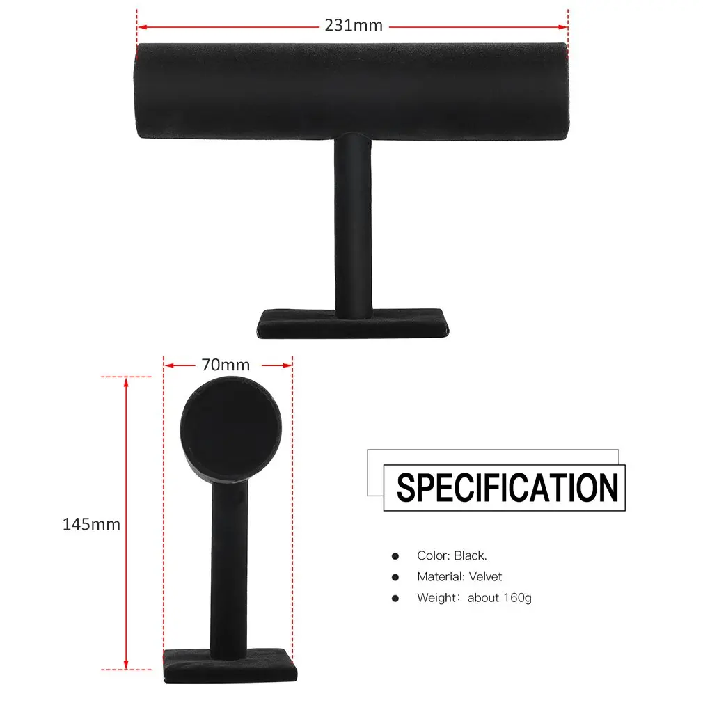 1PC Black Velvet Bracelet Chain Watch Winder T Bar Rack Jewelry Hard Display Stand Holder Jewelry Organizer Saat Kutusu 1PC Black Velvet Bracelet Chain Watch Winder T Bar Rack Jewelry Hard Display Stand Holder Jewelry Organizer Saat Kutusu