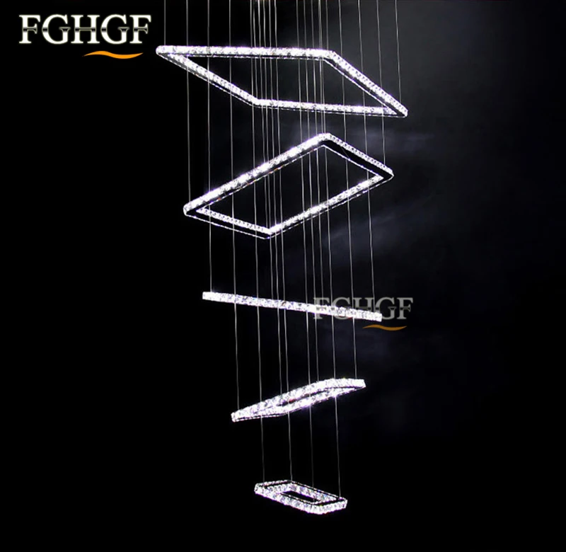 new design LED crystal chandeliers 5 squares lustres lamp dinning room living room chandelier LED light Lustres de cristal Fast Shipping (15)