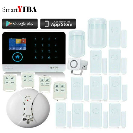 

SmartYIBA Wireless WIFI GSM Home security Alarm systems with LCD Keyboard Alarm System Remote Control Alarm Security System