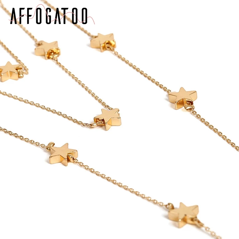 Afogatoo модное многослойное длинное ожерелье со звездами Женские аксессуары ювелирные изделия, Золотая цепь ювелирные изделия для одежды аксессуары