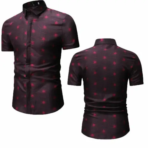 

Men's Printed Dress Shirt Cotton Casual Short Sleeve Fit Shirt Summer Men's Casual Dress Slim Fit Short Sleeve Shirts Plus Size