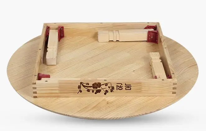 Modern Round Table Folding Legs 90cm Natural/Cherry Finish Living Room Furniture Large Low Round Coffee Table Solid Pine Wood