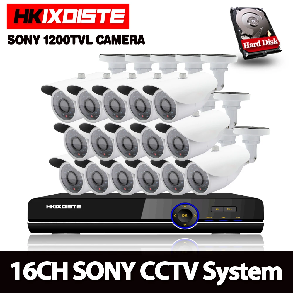 16CH HD AHD 2MP DVR домашний наружный системный комплект для фотокамеры 36 шт. led SONY 1200TVL видео контрольная Пуля CCTV камера системы