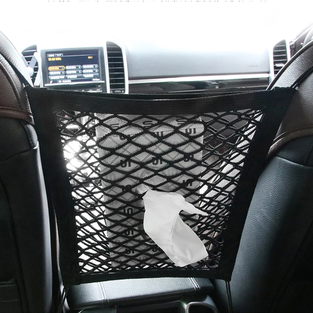 KAWOSEN 20kg Load Strong Elastic Car Mesh Net Bag Between Car Organizer Seat Back Storage Bag Luggage Holder Pocket CMNB01 images - 6