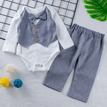 

3pcs Baby Boy Clothing Set Cotton Baby Boy Clothes Spring Newborn Baby Clothes Roupas Bebe Gentleman T-shirt Pants For Birthday
