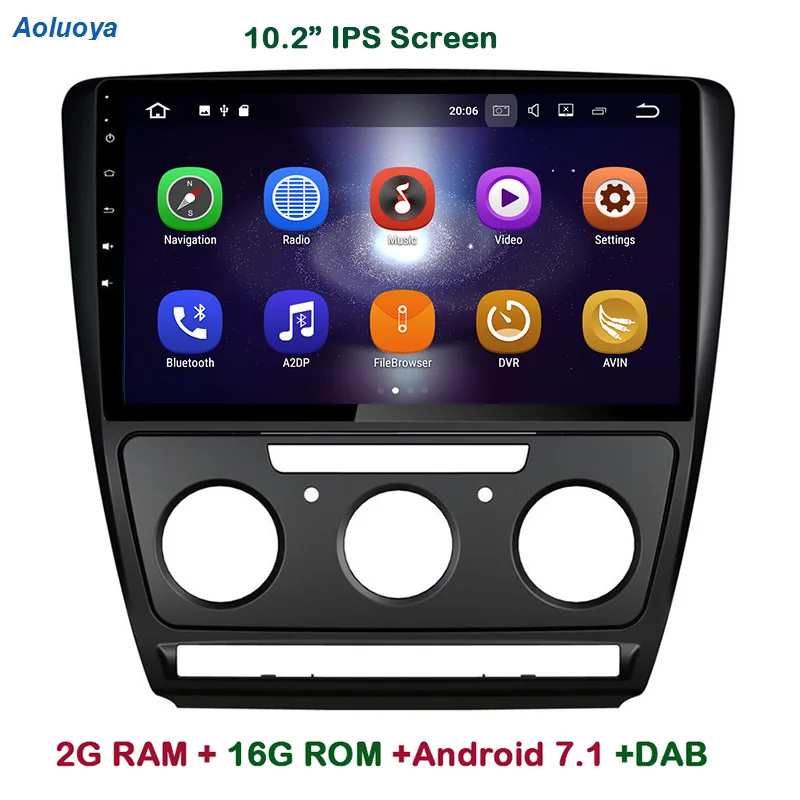 Aoluoya IPS 2 Гб RAM четырехъядерный Android 7 1 Автомобильный DVD плеер для Skoda Octavia 2007 2008 2009 2010