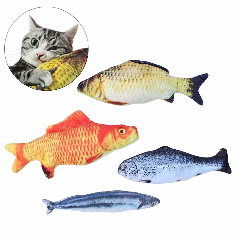 Cat Toy Set Plush Simulation Fish Shaped Interactive Pet Pillow Chewing