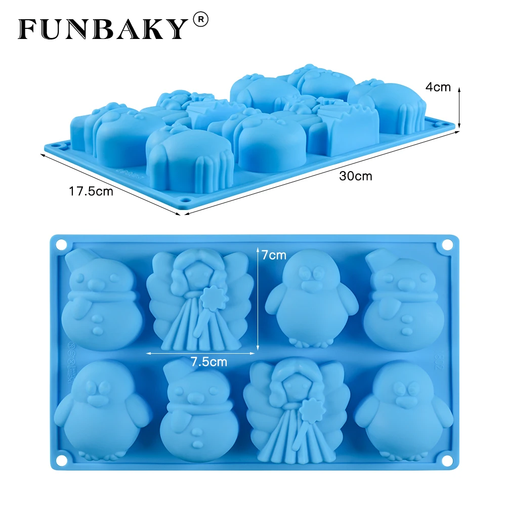FUNBAKY 8 полости 3D Свадебные силиконовые формы для пирога украшения животные инструмент для выпечки инструменты силиконовая форма