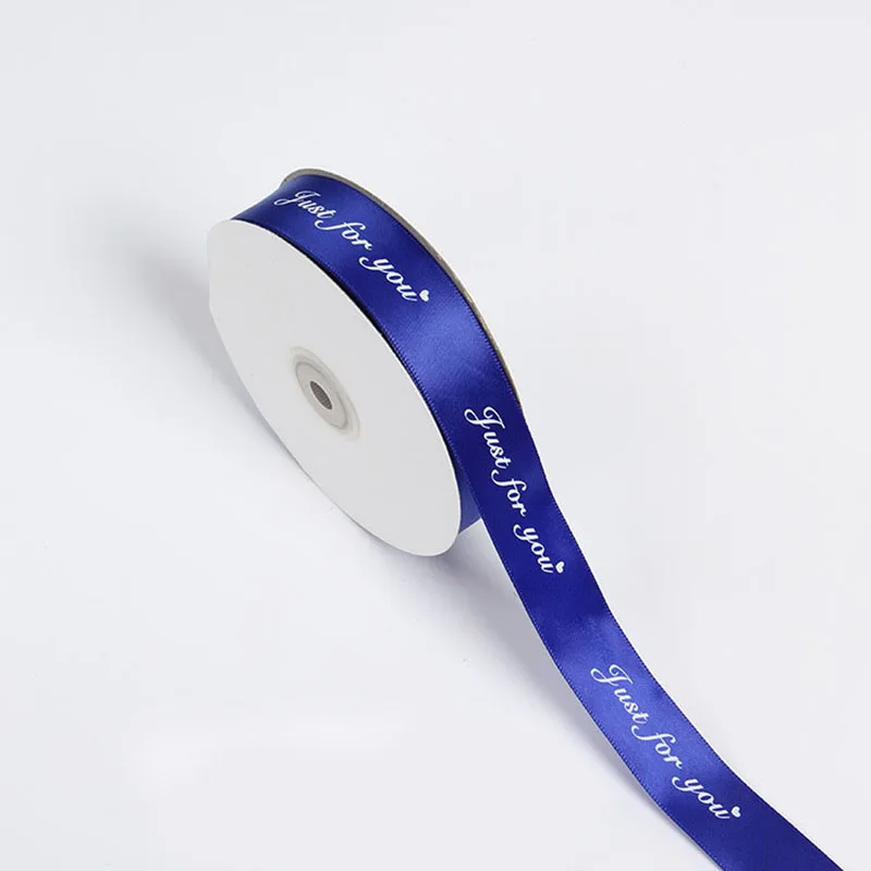 25MM 5M Just For You Printed Polyester Ribbon for Wedding Christmas Party Decorations DIY Bow Craft Ribbons Card Gifts Wrapping - Цвет: Royal blue