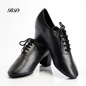 

Genuine Leather Latin Dance Shoes Sneakers WOMEN SHOES Jazz Modern Shoe Non-slip Soft Sole Vamp Heel 5cm Slip-UP BD T1 Ballroom
