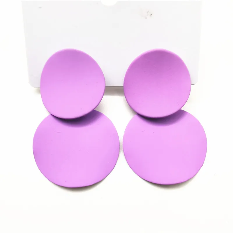 

New Purple Acrylic Statement Geometric Circle Pendientes Earrings for Women Imitation Pearl Fashion Flower Drop Earring Brincos