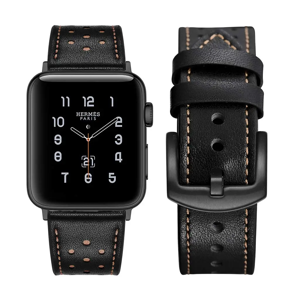 Кожаный ремешок для apple watch группа 42 мм/38 мм iwatch 4/3 группа 44 мм 40 мм браслет часы Correa Crazy Horse кожаный ремешок для часов ремень