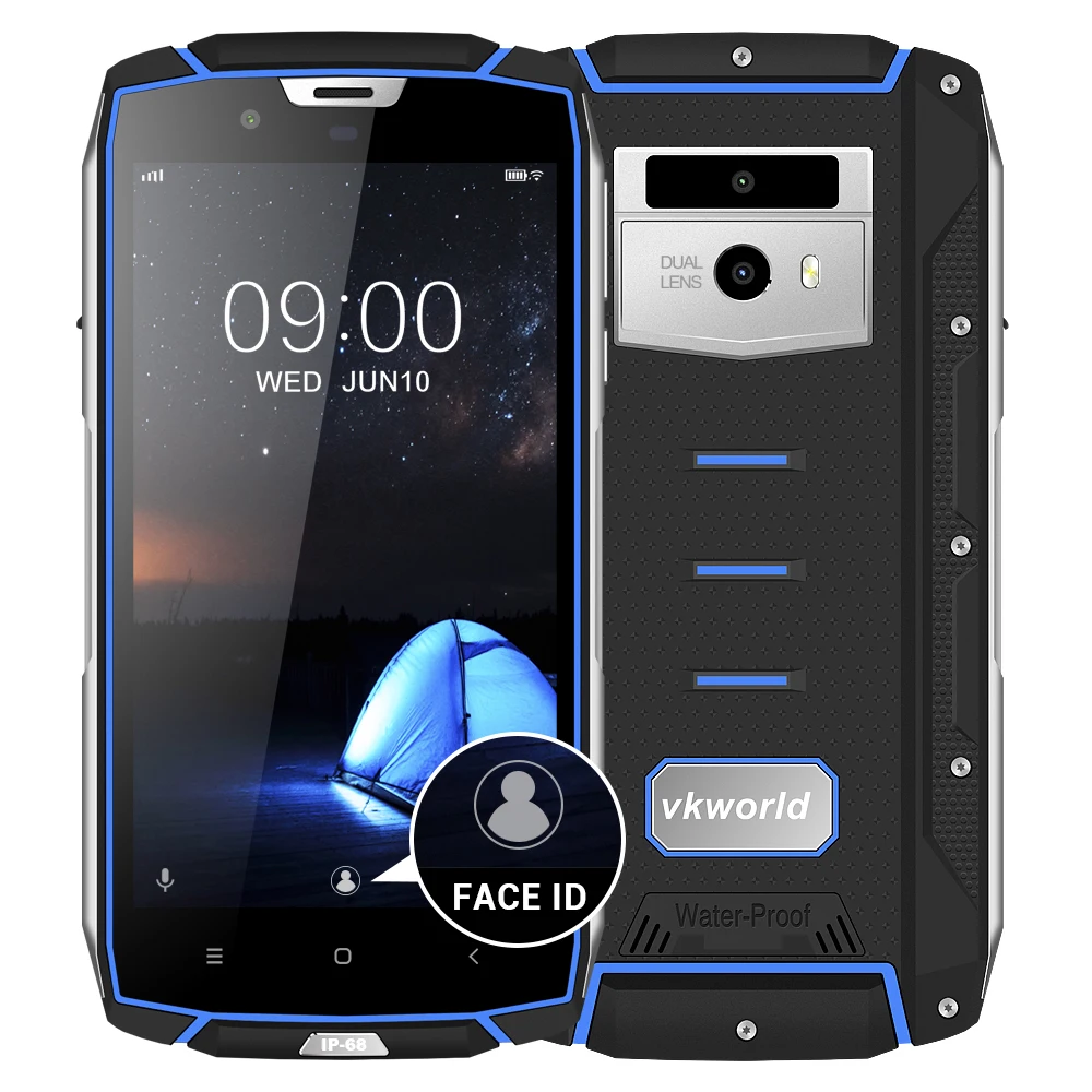 Vkworld VK7000 Android 8,0 IP68 водонепроницаемый смартфон беспроводной зарядки 4 Гб ОЗУ 64 Гб ПЗУ 5600 мАч Лицо ID 13MP Cam 4G мобильный телефон