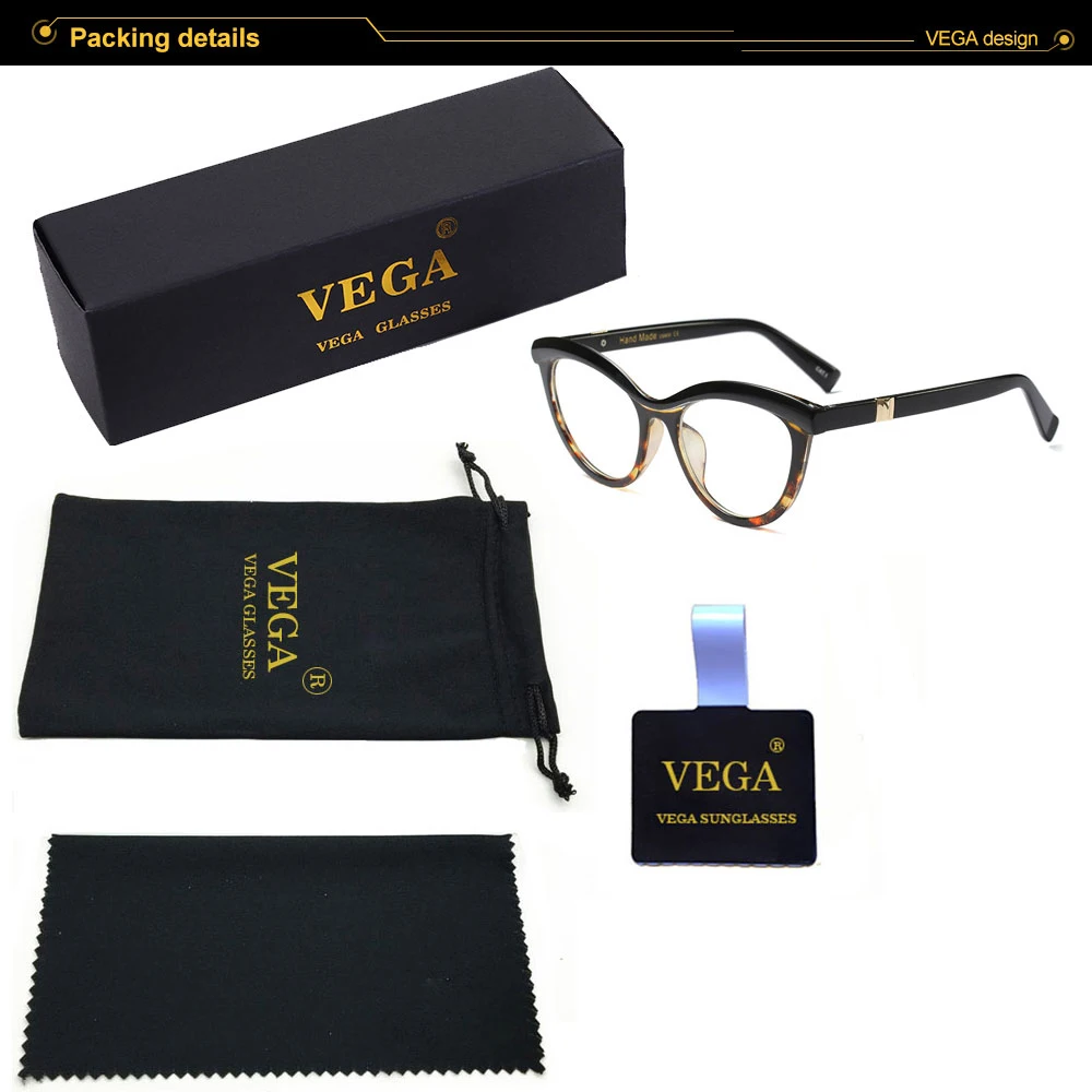 VEGA New Fashion CatEye Glasses Frame Ladies Women Eyeglasses Frames Women Cat Eye Brand Design Clear Lenses Black Leopard 214 (19)