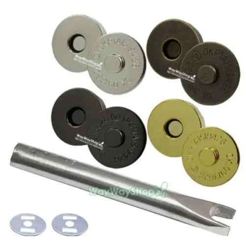 10 pcs 18mm 3/4&quot Magnetic snaps purse closures Round With one Tool Nickel Bronze Nickel-black Gold Choice | Дом и сад