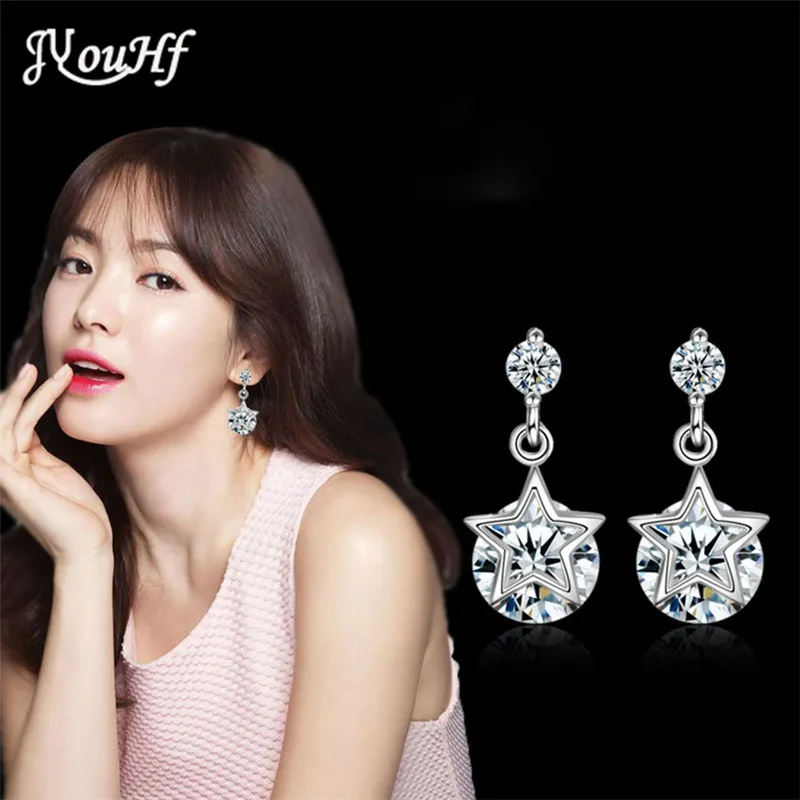 

JYouHF Hot Sale Star Earrings for Women Aros Bijoux Silver Color Micro Pave Setting Cubic Zirconia Earings Jewelry for Lady