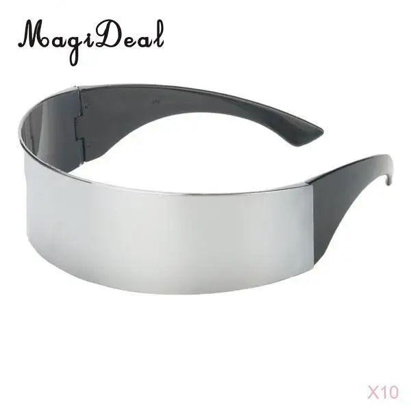 MagiDeal 10 Pieces Novelty Metallic Silver Space Robot Party Eye Glasses Future Soldier Sunglasses Unisex Photo Prop Goggles
