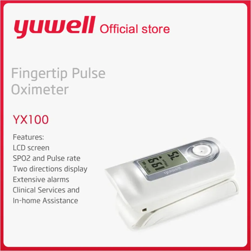 YX100 Yuwell YX305/YX301/YX100 портативный Пульс палец SPO2 PR монитор оксиметр насыщение крови кислородом здоровье светодиодный дисплей кончик пальца - Цвет: YX100