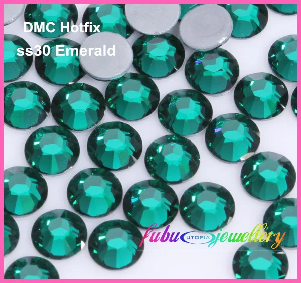 

Free Shipping! 288pcs/Lot, ss30 (6.3-6.5mm) High Quality DMC Emerald Iron On Rhinestones / Hot fix Rhinestones