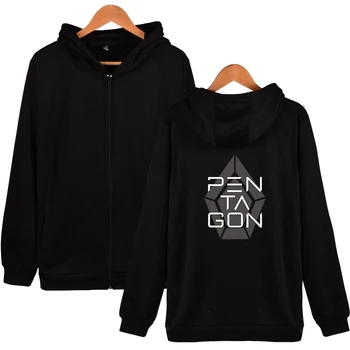 

New 2019 Kpop PENTAGON Album Five Senses 2D Print Zipper Hoodies Sweatshirt Cute Women/men Fashion Hoodies Zippers