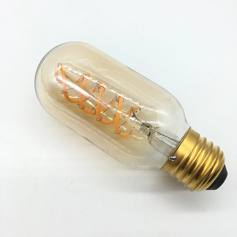 Flexível do Diodo Emissor de Luz Macio do Diodo Lâmpada de Filamento Pode Ser Escurecido Lâmpada T45 Edison Estilo Macio 4 w Espiral Retro Edison 9 Pode ser escurecido lâmpada T45 Edison estilo
