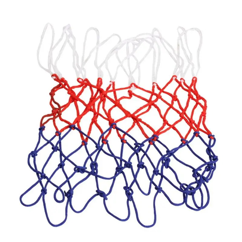 Стандартная нейлоновая баскетбольная сетка, спортивная баскетбольная сетка, баскетбольная сетка, задняя часть обода, мяч, ПУМ, 12 петель, белый, красный, синий