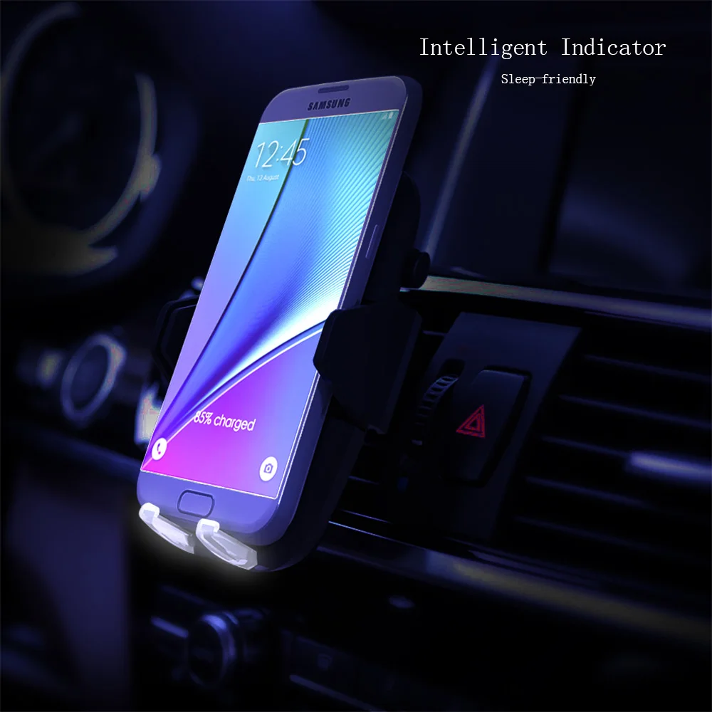 Portefeuille QI Wireless Car Charger Mount Air Vent Dash Holder for Samsung Galaxy Note 8 S8 S7 S6 edge iPhone 8 Plus X Charging (5)