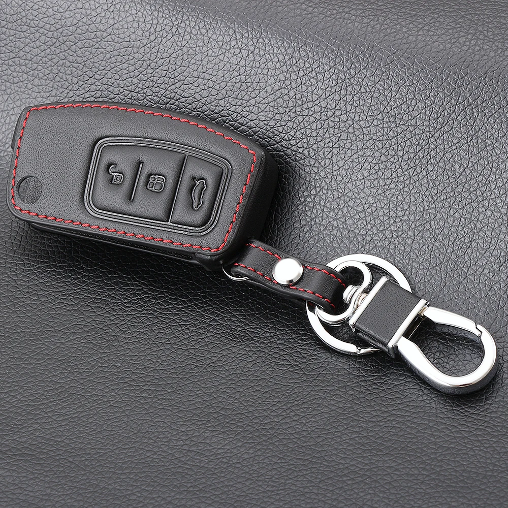 3 Button Leather Car Remote Key Fob Cover Case For Ford Fiesta Focus Mondeo Falcon B-Max C-Max Eco Sport Galaxy key case cover key case