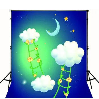 

TR 5x7FT Clouds Flower Vine Ladders Sky Moon Star Children Custom Photo Studio Backdrop Background Cartoon Newborn Backdrops