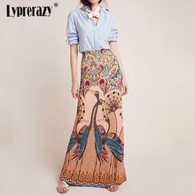 Lyprerazy женские юбки, этнические макси юбки с принтом павлина, длинные юбки-карандаш в стиле бохо, сексуальные Облегающие юбки для отдыха, готические юбки