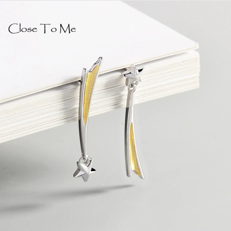 

Close To Me Real S925 Sterling Silver Creative Handmade Fine Jewelry Meteor Simple Personality Drop Earrings for Women