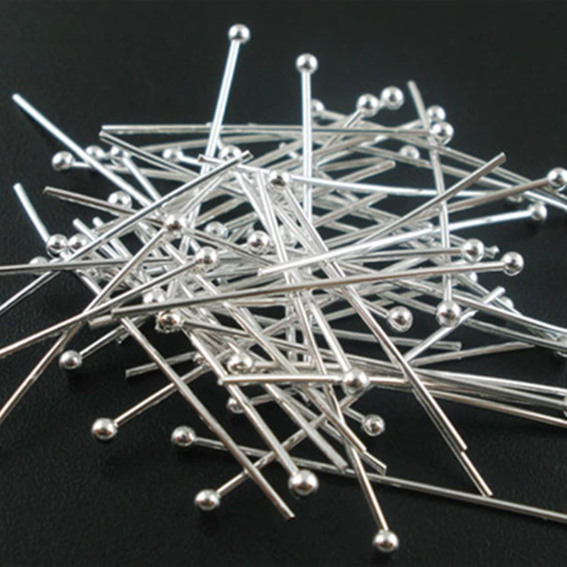 

30 PCs Silver Plated Ball Head Pins Findings 30x0.7mm(21 gauge) 2015 new