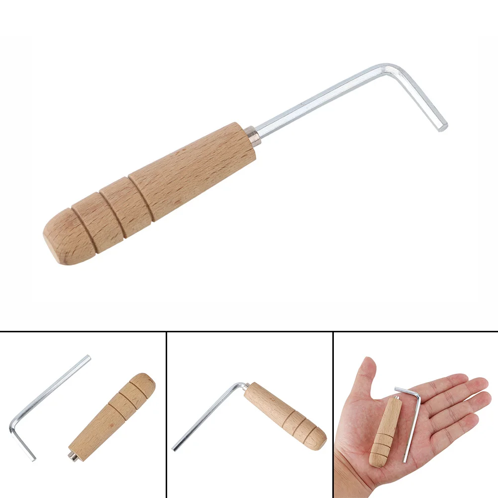 Stainless Steel wrench + Wooden Handle Guitar Adjustment Wrench Hex