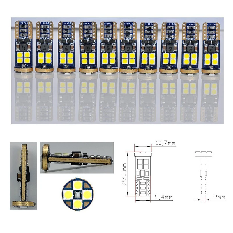 1 шт. T10 Светодиодные лампы w5w Автомобильные DRL 3030 12 SMD 194 168 COB габаритные огни для