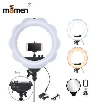 

Mamen 3000-6000K 2700lm 48W Ring Light Makeup Mirror 384pcs Camera Led Photography Lighting Dimmable Tripod Makeup Light Tripod