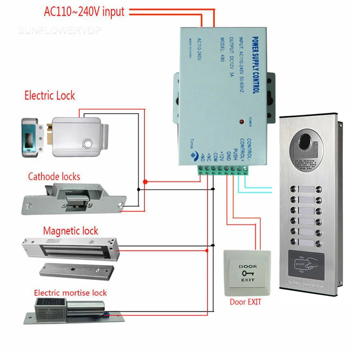 Для 12 квартиры доступ Aontrol RFID карты разблокировка видео домофон системы для квартиры 12 единиц + электронный дверной замок комплект