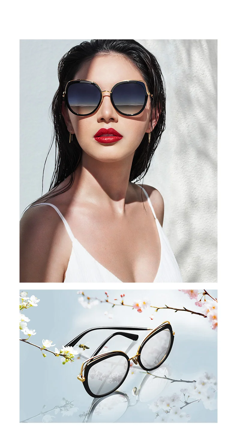 BOLON кошачий глаз солнцезащитные очки для женщин большой смелый Украшенные градиентные поляризационные солнцезащитные очки UV400 темные солнцезащитные очки негабаритных BL6038