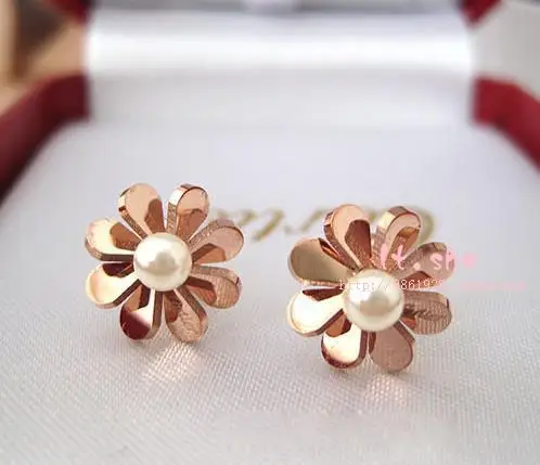 Classic Daisy Pearl Earring Fashion font b Fine b font Woman font b Jewelry b font